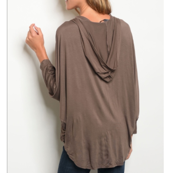 Mocha Surplice Blouse with Hood - Picture 2 of 2